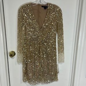 NWT French Connection Gold Sequin Dress Size 0